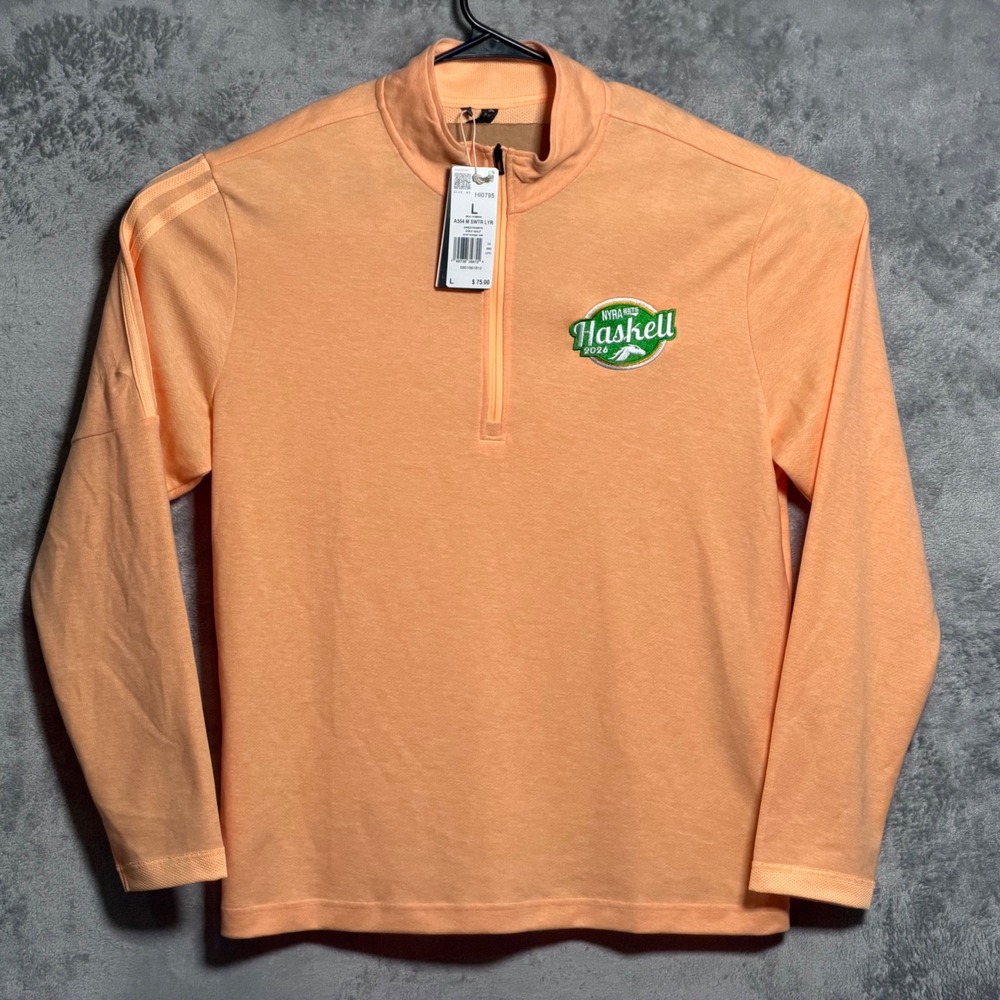 Adidas 1/4 Zip Pullover Mens Large Orange NYRA Haskell 2026 Golf Preppy Casual